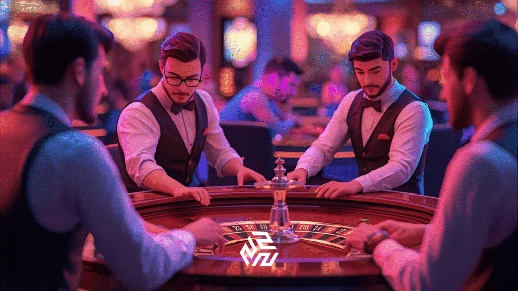 The Photo shows players in the casino playing Roulette