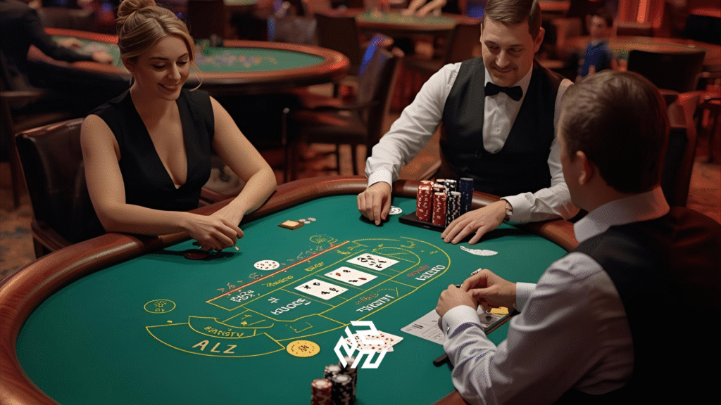 A lady playing the famous blackjack game.