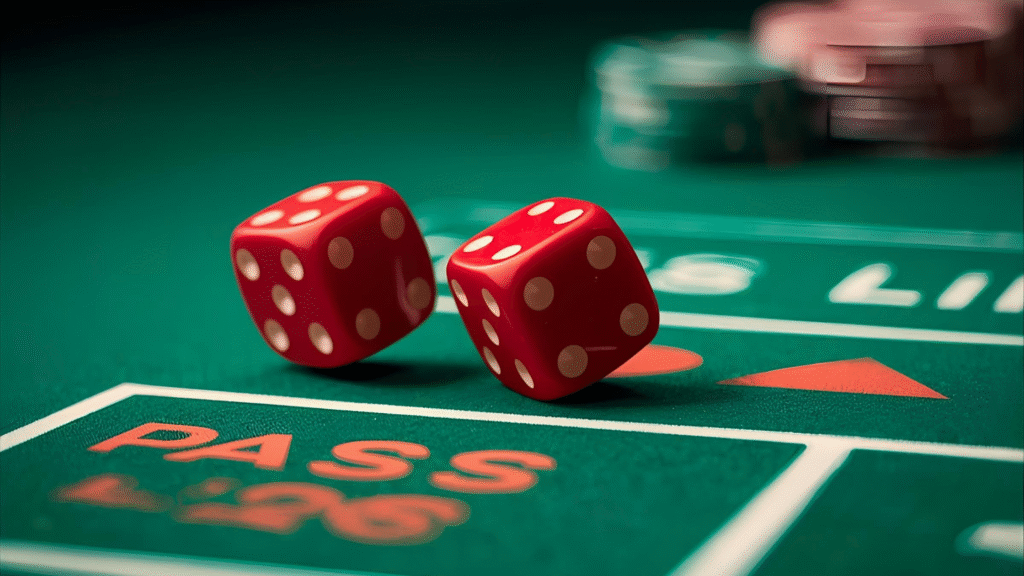 Rolling the dice — the most exciting moment in every craps game.