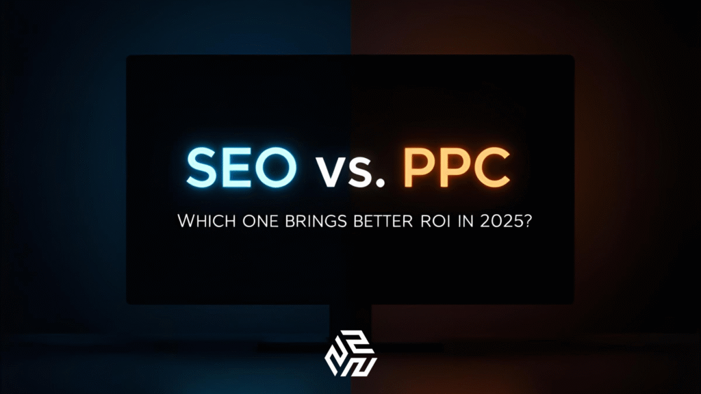 Featured image showing SEO vs PPC with the title in the middle, symbolizing the comparison of marketing strategies.