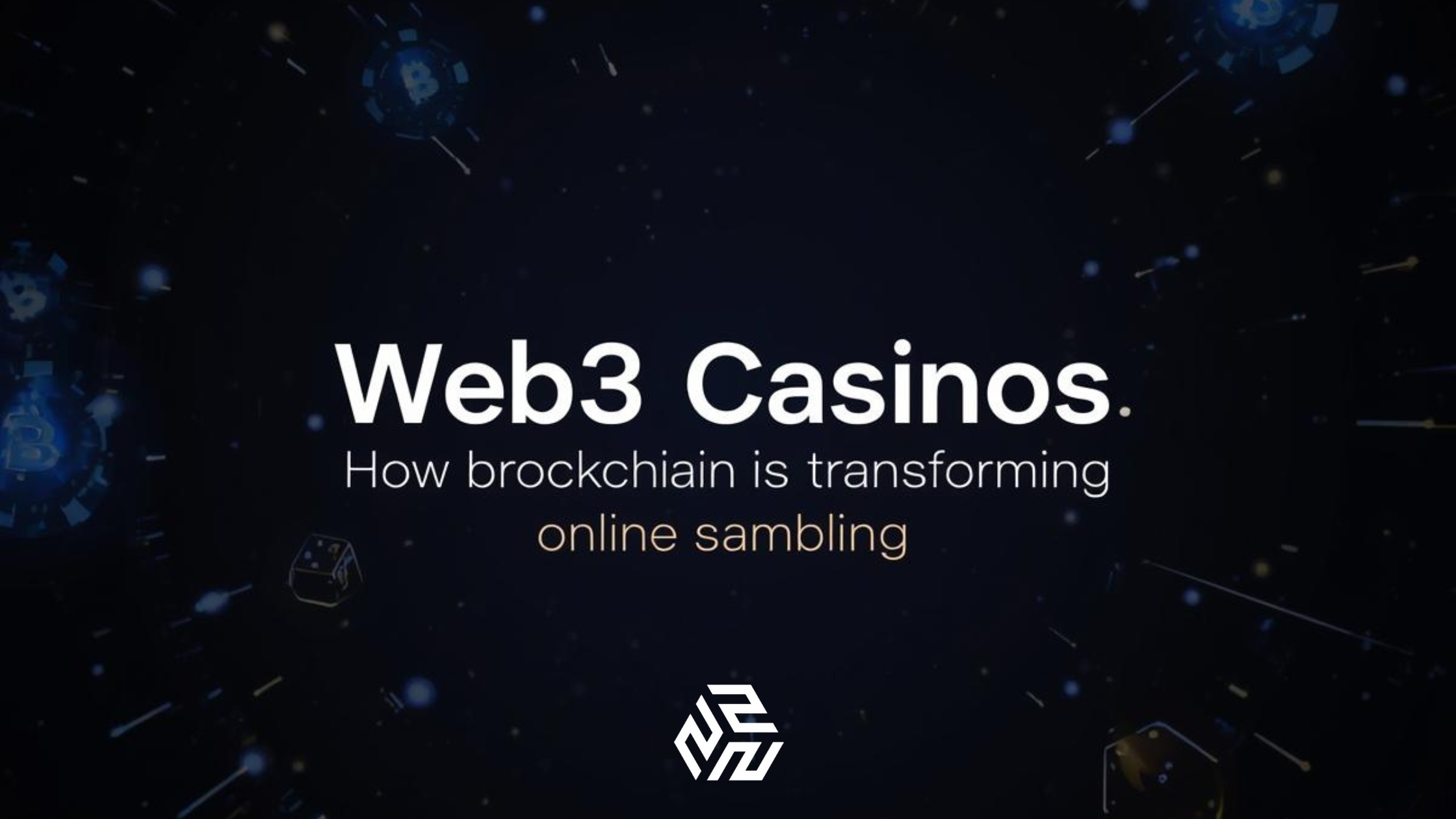 Web3 casinos concept with blockchain and gambling elements under neon lights.